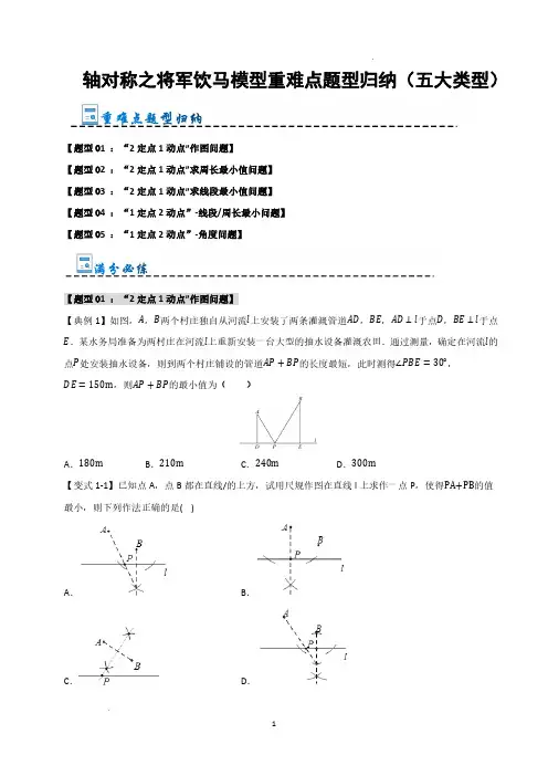 轴对称之将军饮马模型重难点题型归纳(五大类型)(原卷版)—2024-2025学年八年级数学上册