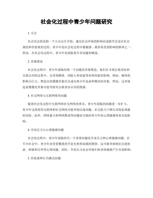社会化过程中青少年问题研究