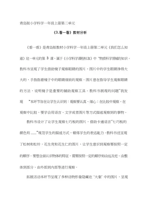 小学科学《看一看》优质教案、教学设计