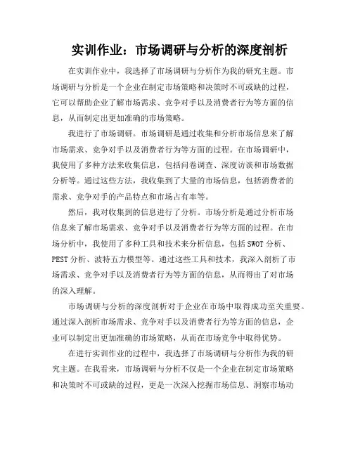 实训作业：市场调研与分析的深度剖析