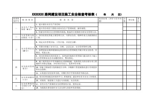 公路工程安全检查考核表