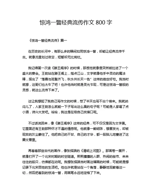 惊鸿一瞥经典流传作文800字