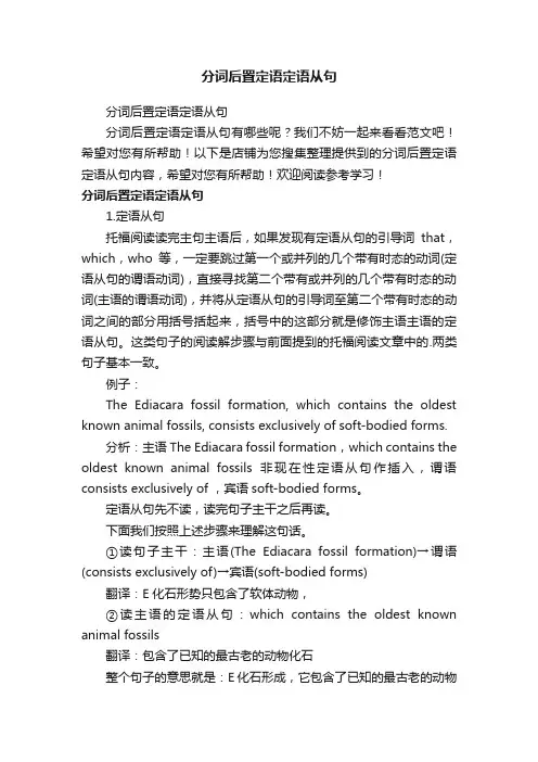 分词后置定语定语从句