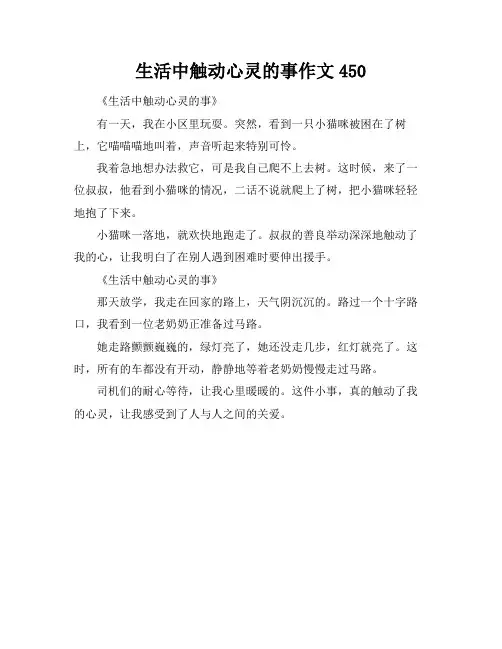 生活中触动心灵的事作文450