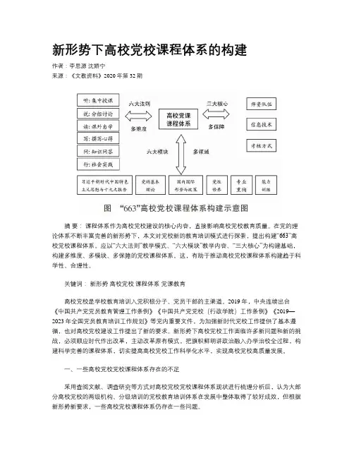 新形势下高校党校课程体系的构建