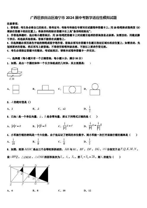 广西壮族自治区南宁市2024届中考数学适应性模拟试题含解析