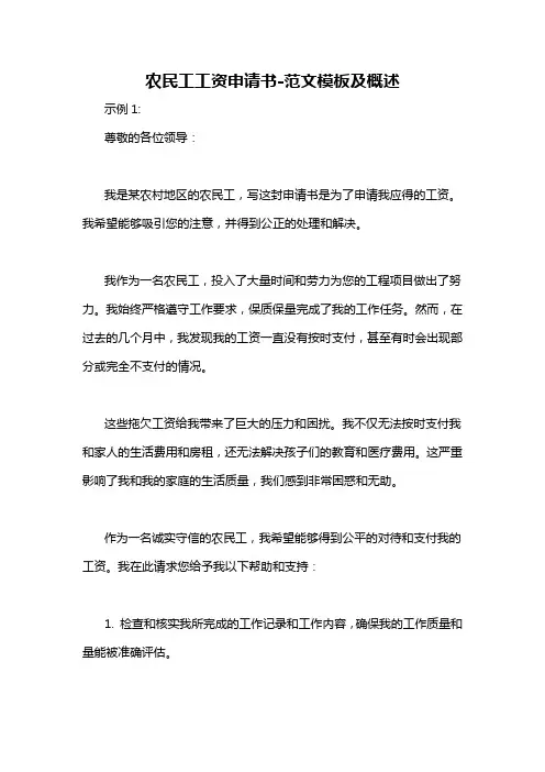 农民工工资申请书-概述说明以及解释
