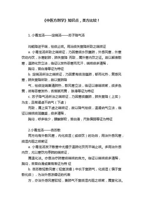 《中医方剂学》知识点，类方比较！