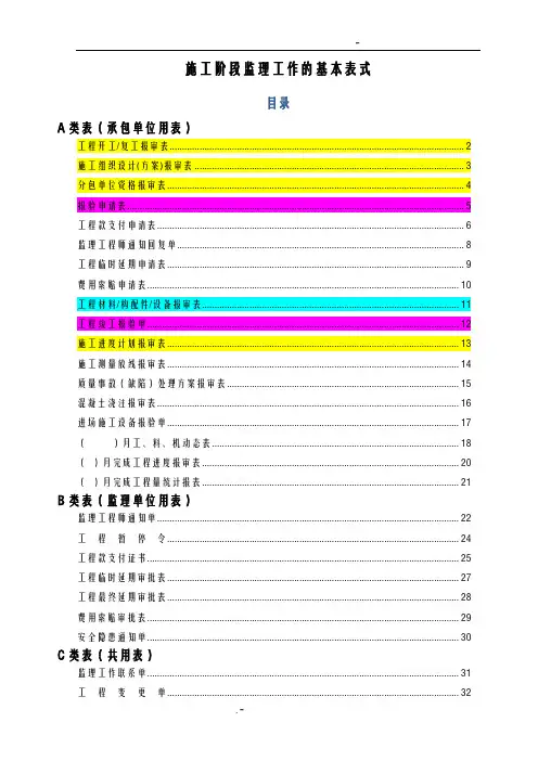 工程报验表格样板(全版)