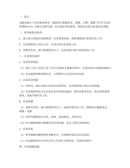 统计检查应急预案范文