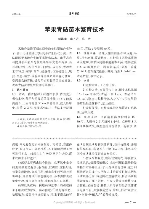 苹果青砧苗木繁育技术