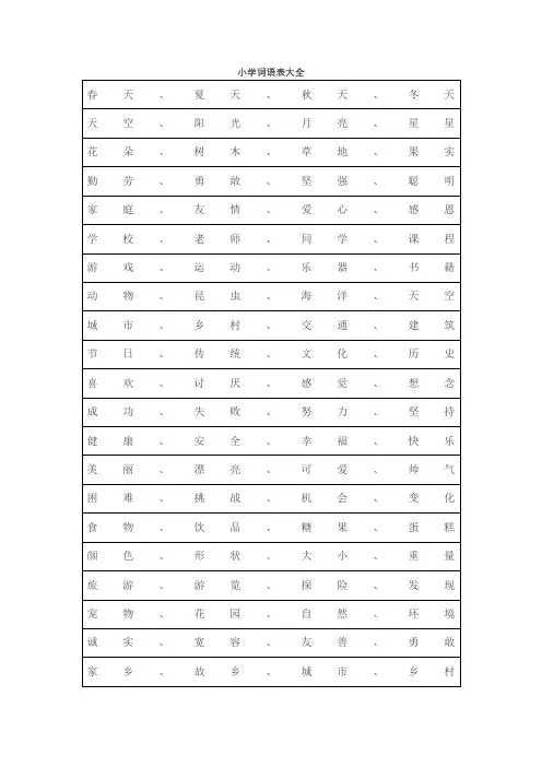 小学词语表大全