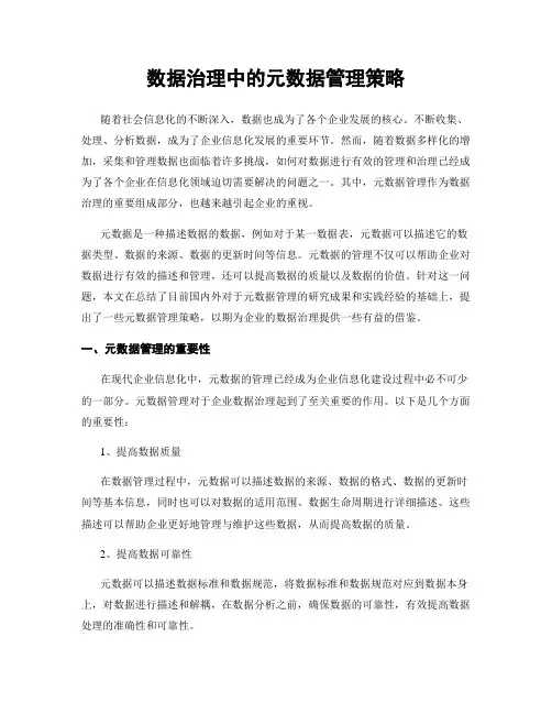 数据治理中的元数据管理策略