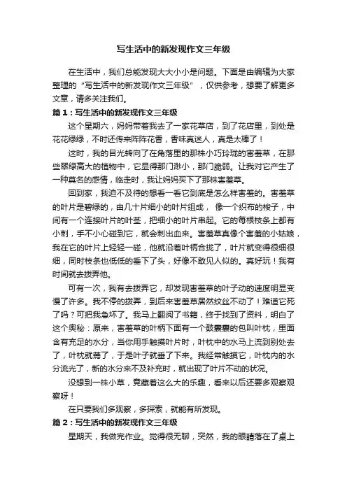 写生活中的新发现作文三年级