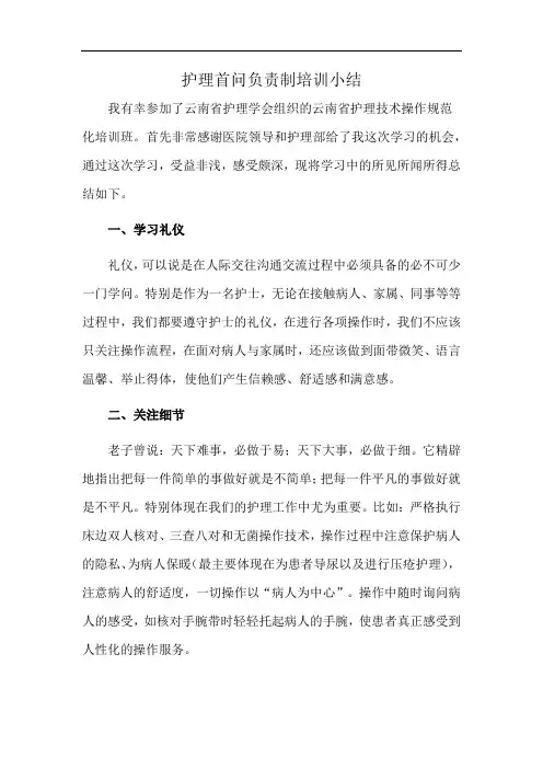 护理首问负责制培训小结