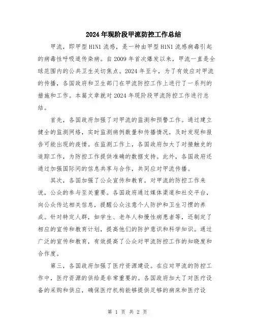 2024年现阶段甲流防控工作总结