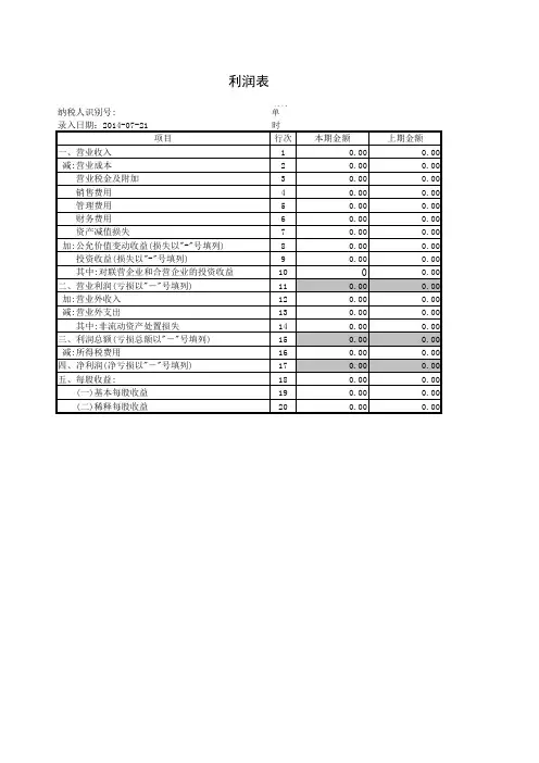 利润表企业会计准则2013版会计报表