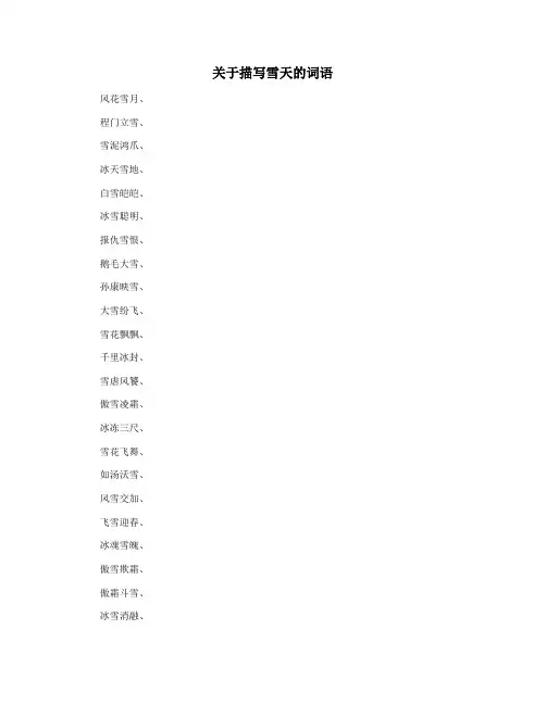 关于描写雪天的词语