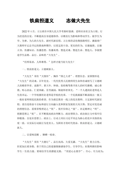 铁肩担道义志做大先生