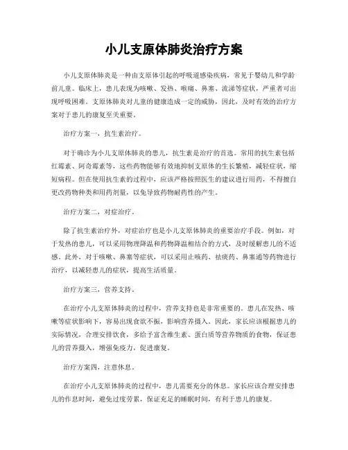 小儿支原体肺炎治疗方案