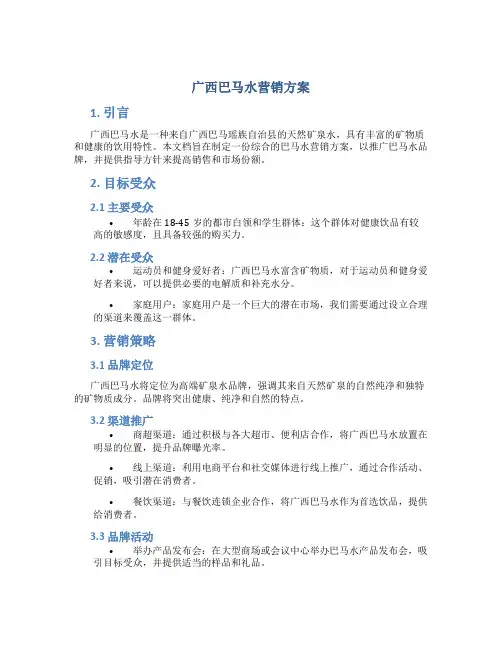 广西巴马水营销方案
