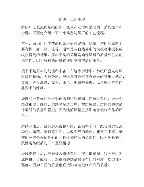纺织厂工艺流程