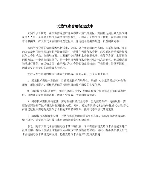 天然气水合物储运技术