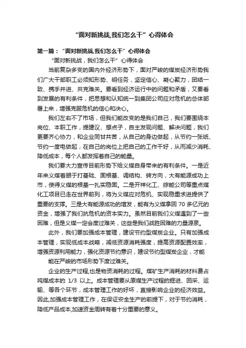 “面对新挑战,我们怎么干”心得体会