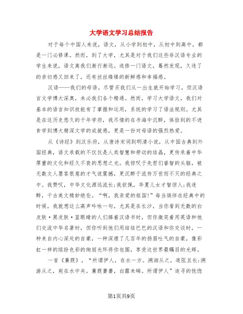 大学语文学习总结报告(3篇)
