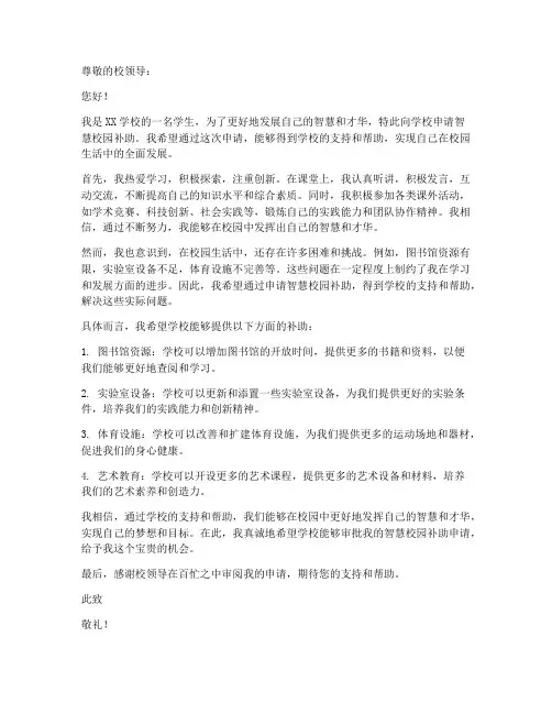 智慧校园补助申请书模板