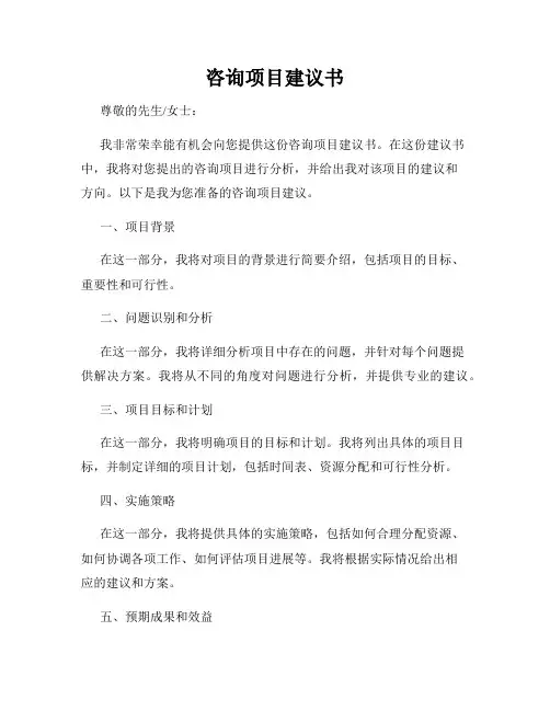 咨询项目建议书