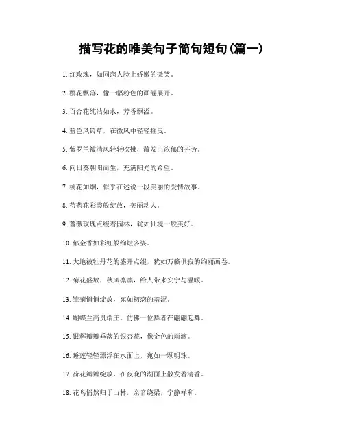 描写花的唯美句子简句短句(精选2篇)
