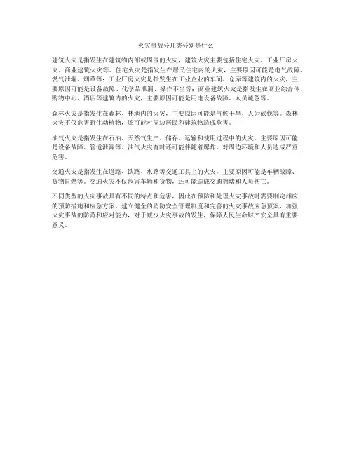 火灾事故分几类分别是什么