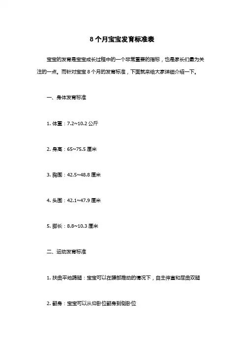8个月宝宝发育标准表