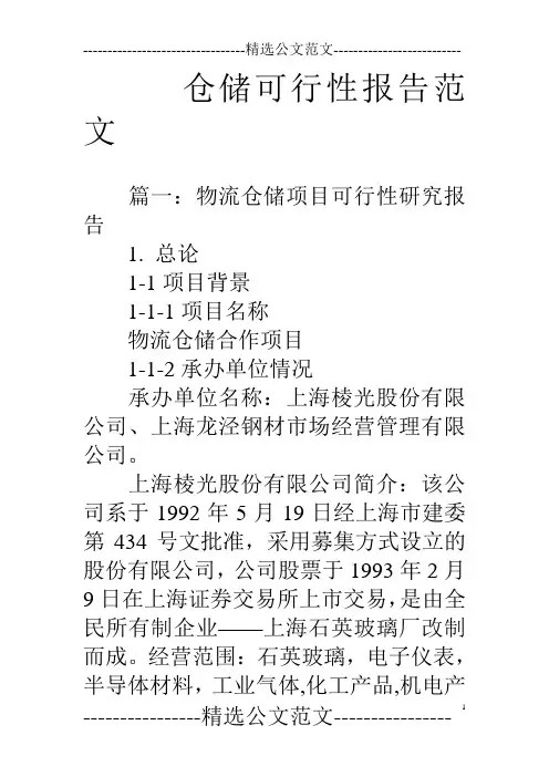 仓储可行性报告范文