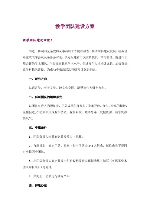 教学团队建设方案