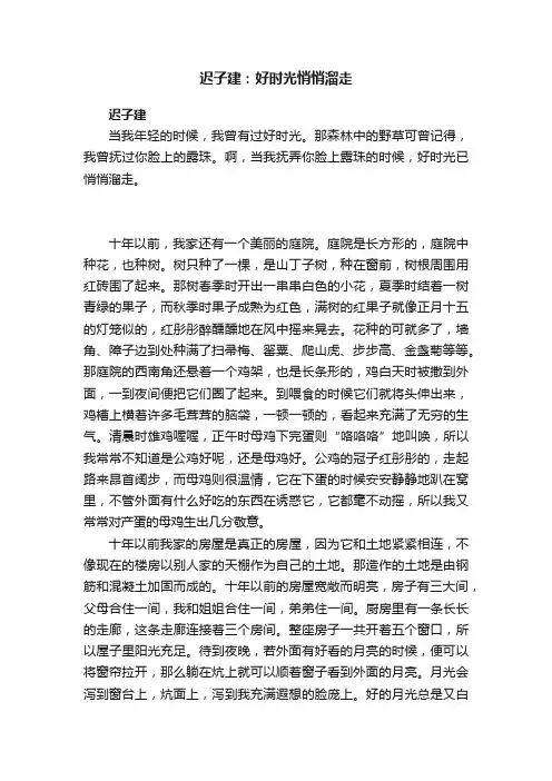迟子建：好时光悄悄溜走