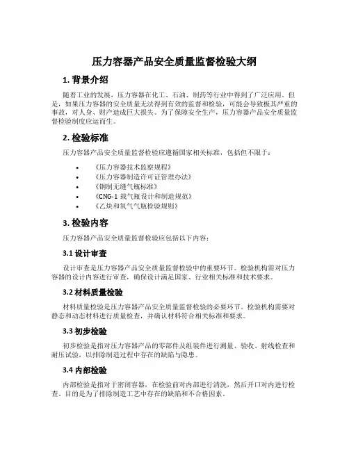 压力容器产品安全质量监督检验大纲