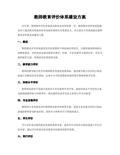 教师教育评价体系建设方案