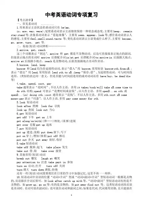 初中英语2024届中考动词专项复习(考点清单+精题精练)