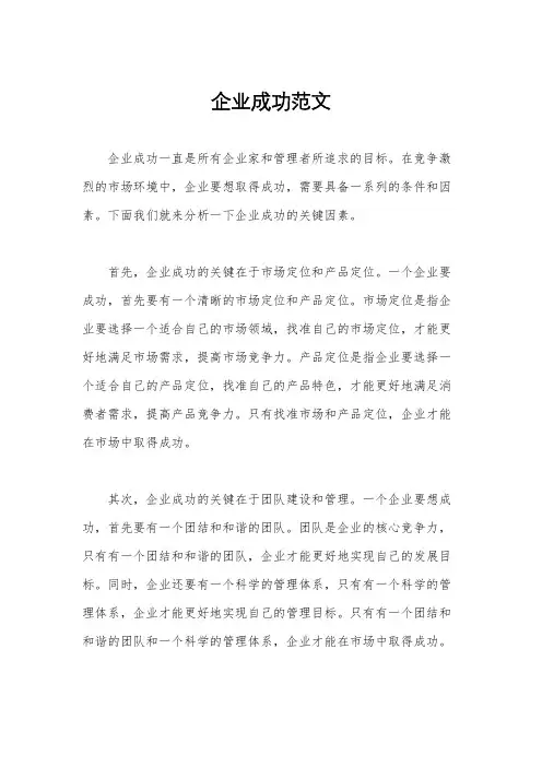 企业成功范文
