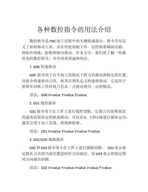 各种数控指令的用法介绍