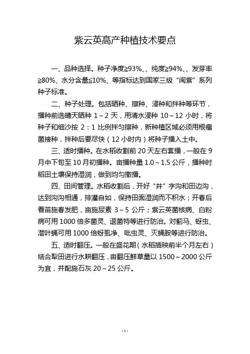 紫云英高产种植技术要点