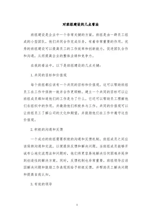 对班组建设的几点看法