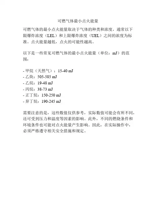 可燃气体最小点火能量
