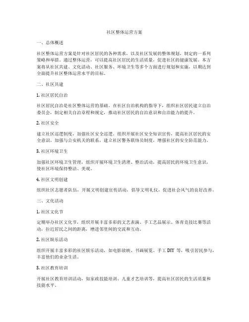 社区整体运营方案