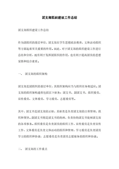 团支部组织建设工作总结