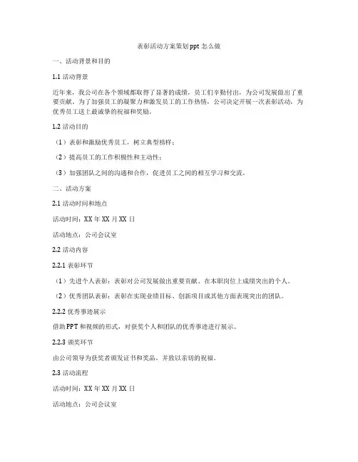 表彰活动方案策划ppt怎么做