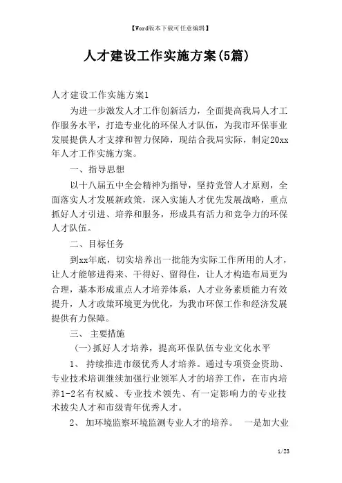 人才建设工作实施方案5篇