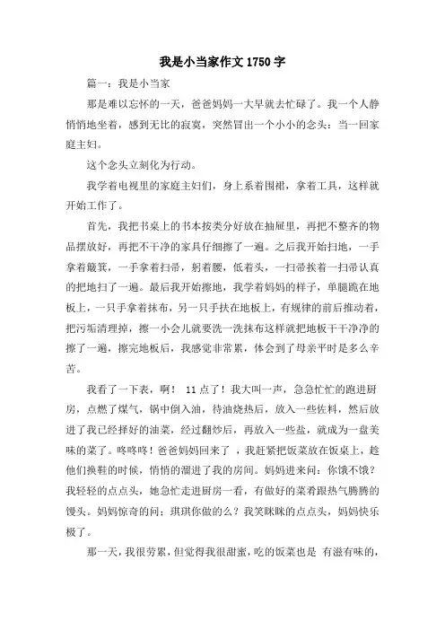 我是小当家作文1750字